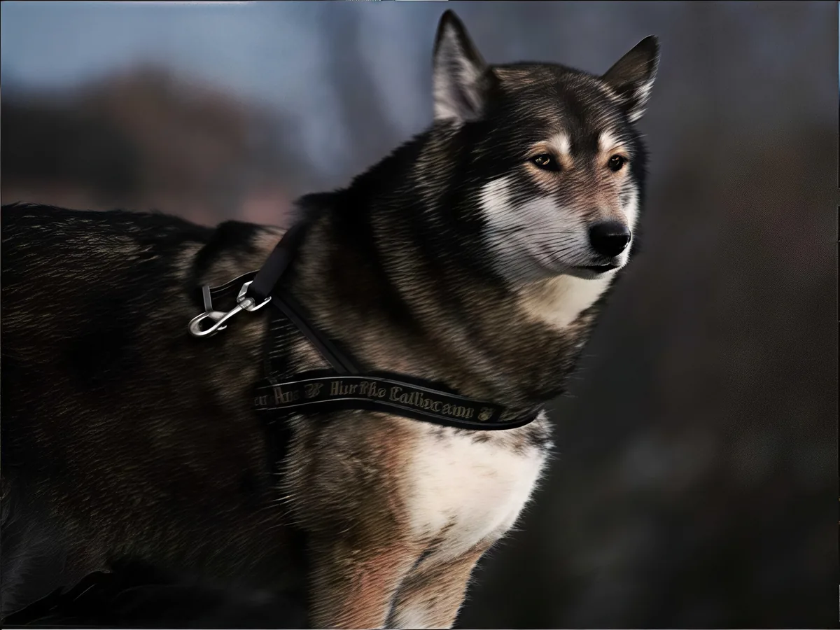 Shaky photo of a husky, after enhancement