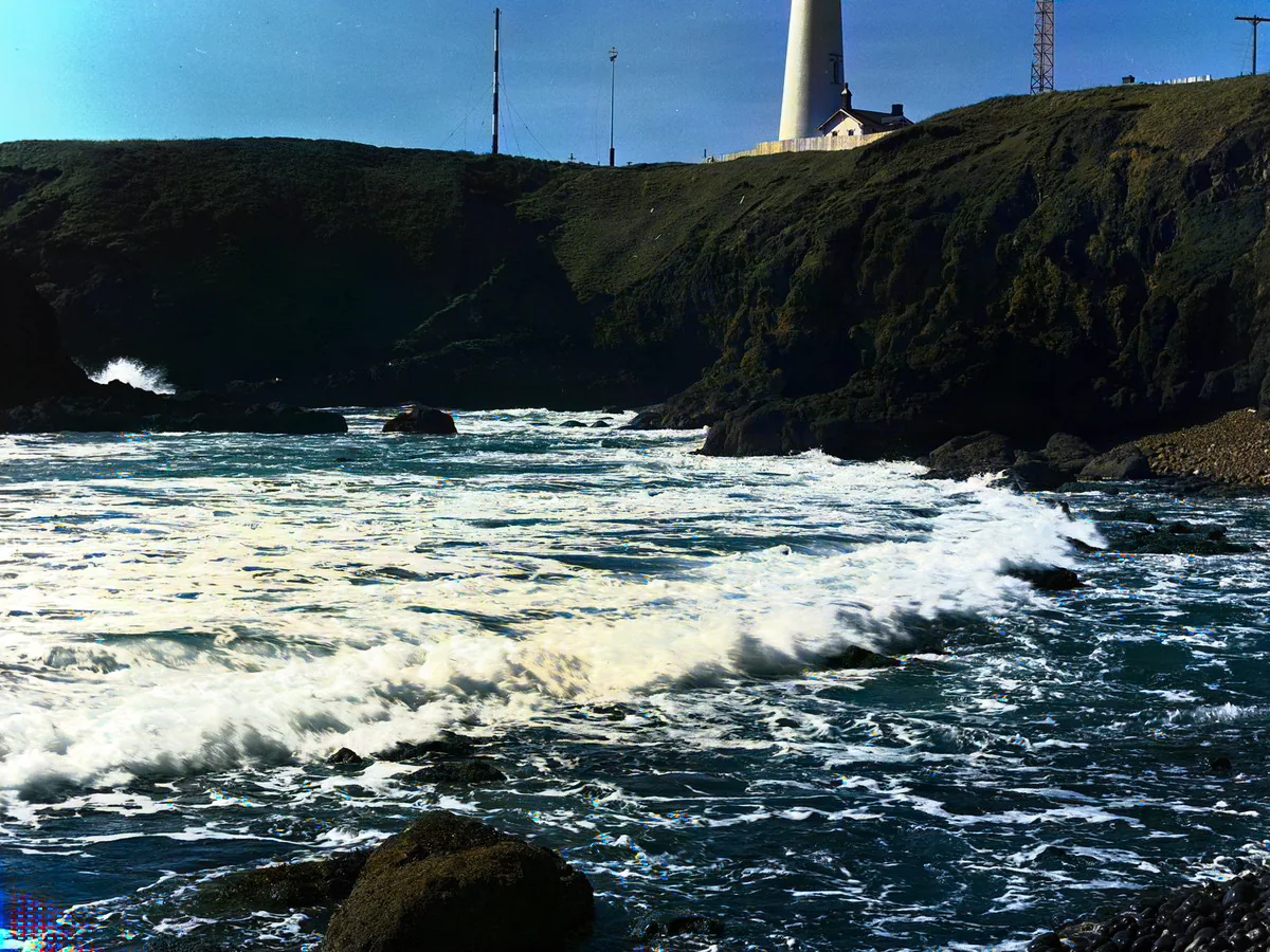 Black and white lighthouse coast, after enhancement