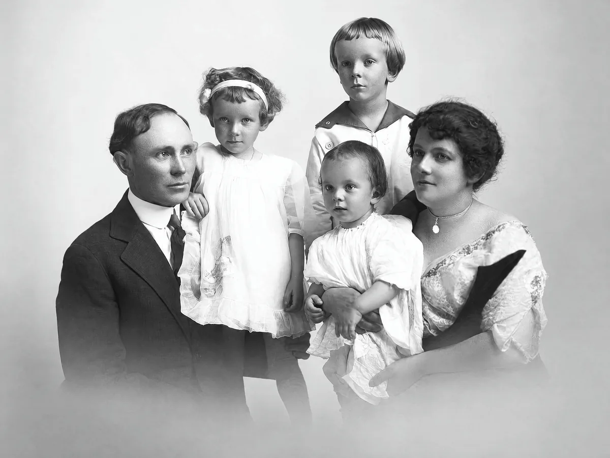 Damaged glass-plate family portrait, after enhancement