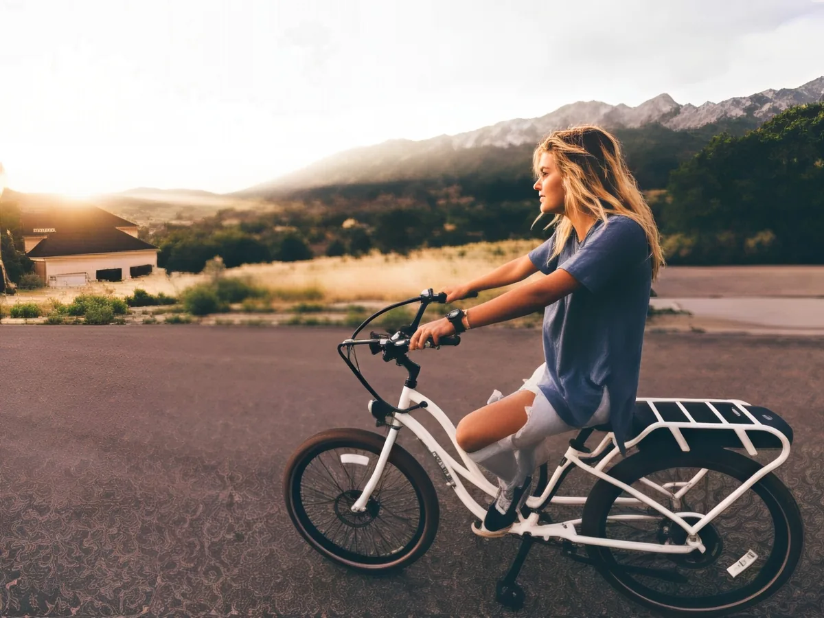 Soft photo of a woman riding a bike